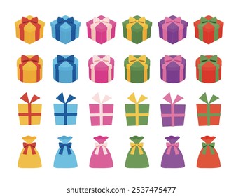Colorful gift box illustration set