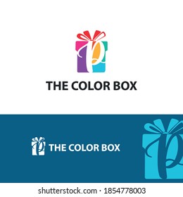 Colorful Gift box with initial P letter logo concept. Gift package store/shop logo template