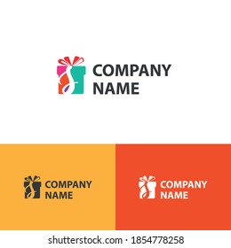 Colorful Gift box with initial S letter logo concept. Gift store/shop logo template