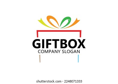Farbige Geschenkbox-Paket Typografie Letter Banner Abstrakte Linien Kreation Logo Symbol Vektorsymbol Design Illustration	