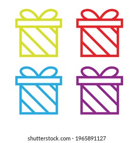 vector de icono de conjunto de caja de regalo colorido