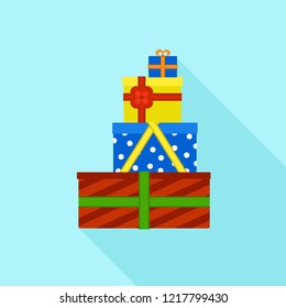 Colorful gift box stack icon. Flat illustration of colorful gift box stack vector icon for web design