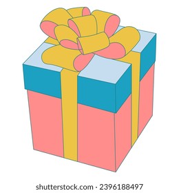 Colorido icono de dibujos animados vectoriales de caja de regalo. colores pastel. Icono de caricatura aislado navidad y caja de vacaciones.Ilustración vectorial regalo de Navidad y sorpresa en fondo blanco.