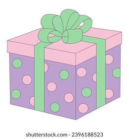Colorful gift box vector cartoon icon. pastel colors. Isolated cartoon icon christmas and holiday box.Vector illustration xmas gift and surprise on white background.
