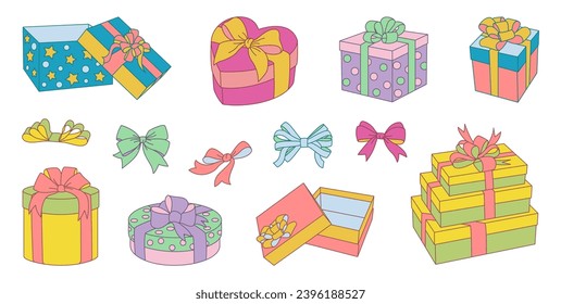 Colorful gift box vector cartoon icon. pastel colors. Isolated cartoon icon christmas and holiday box.Vector illustration xmas gift and surprise on white background.