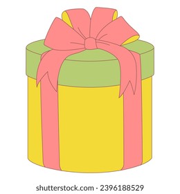 Colorful gift box vector cartoon icon. pastel colors. Isolated cartoon icon christmas and holiday box.Vector illustration xmas gift and surprise on white background.