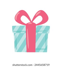 Colorful gift box vector illustration on white.