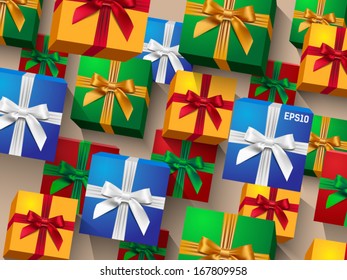 colorful gift boxes with bows