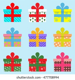 Colorful gift boxes flat design for Christmas