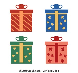 Colorful gift boxes. Holiday, present, birthday, special giveaway, party.