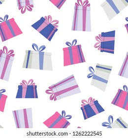 Colorful gift boxes pattern. Vector