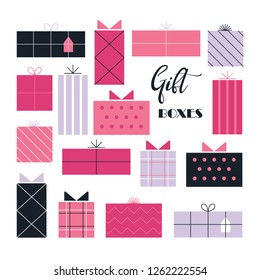Colorful gift boxes pattern. Vector