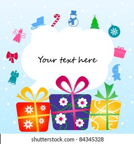 Colorful gift boxes with place for your text
