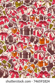 Colorful Gift Boxes And Red Bows Ribbons Holiday Background Design Vector Illustration