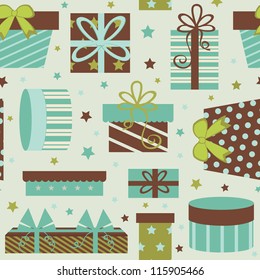 A colorful gift boxes seamless pattern