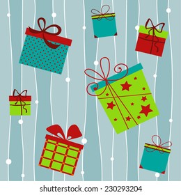 Colorful gift boxes. Seamless vector. 