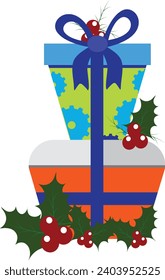 Cajas de regalo coloridas y ambientadas con cinta para el diseño y la decoración