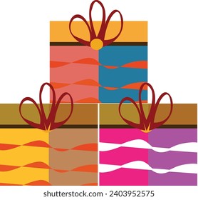 Colorful gift boxes and set with ribbon for designing and decoration