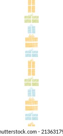 Colorful gift boxes textile texture vertical border seamless pattern background