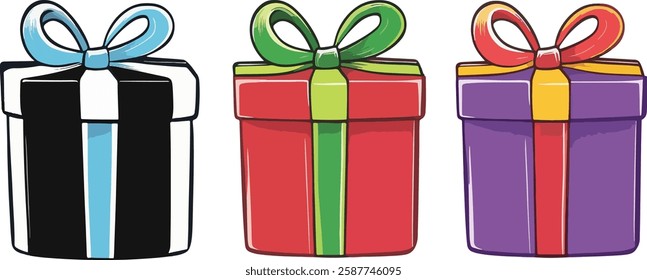 Colorful Gift Boxes Vector Illustration Set