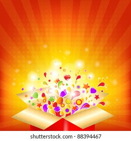 Colorido Gift Red Box, Ilustración vectorial