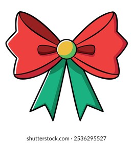 Colorful gift ribbon bow design, perfect for adding a vibrant touch to any present. Illustration enhances gift wrapping, making it ideal for holidays, celebrations, and special occasions