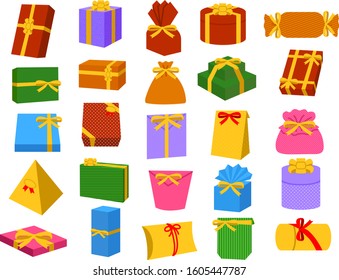 Colorful gift sets of various shapes