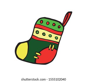 Colorful gift sock on a white background 
