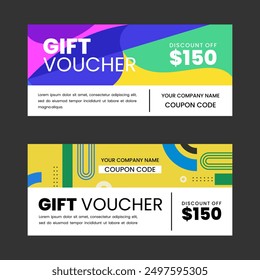 Colorful gift voucher horizontal banners