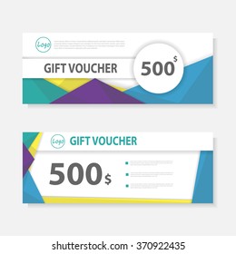 Colorful Gift voucher template with colorful pattern,cute gift voucher certificate coupon design template,Collection gift certificate business card banner calling card poster,Vector illustration