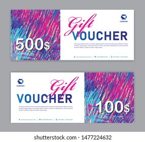 colorful Gift Voucher template, Sale banner, Horizontal  layout, discount cards, headers, website, trendy design, vector illustration EPS10