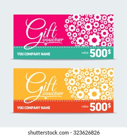 Colorful gift voucher. Vector template