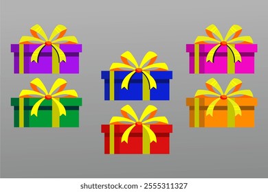 
colorful gifts with golden bow