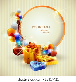 Colorful gifts and place for text.