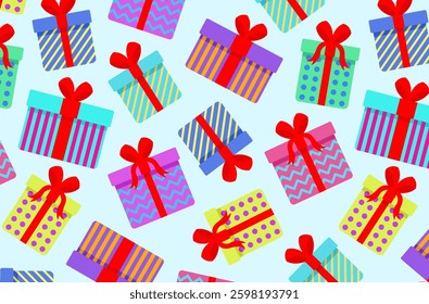 Colorful gifts vector illustrations background.