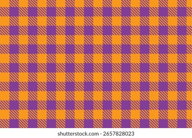 Colorful gingham check pattern with orange and purple squares for a Halloween theme


