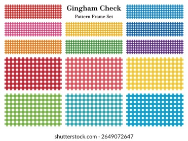 Colorful gingham check seamless pattern label frame material