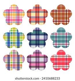 Colorful gingham in flower shape element