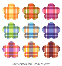 Colorful gingham in flower shape element