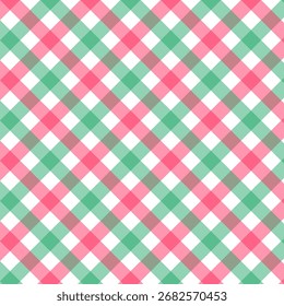 Colorful gingham seamless pattern for Christmas.Multicolor checkered tartan plaid repeat pattern in red green white.Geometric vector background wallpaper.
