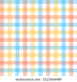 Patrón inconsútil colorido del gingham. Patrón a cuadros de la repetición de la tela escocesa del tartán en naranja amarillo azul. Fondo de pantalla geométrico del fondo de la Ilustración vectorial