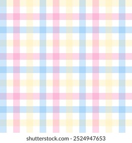 Colorful gingham seamless pattern.Checkered tartan plaid repeat pattern in blue pink yellow.Geometric vector illustration background wallpaper