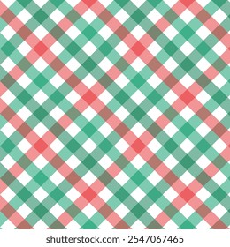 Patrón inconsútil colorido del gingham. Patrón a cuadros de la repetición de la tela escocesa del tartán en blanco rojo verde. Fondo de pantalla geométrico del fondo de la Ilustración vectorial para la tela y las impresiones. Textura textil para las Navidades.