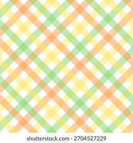 Colorful gingham seamless pattern.Multicolor checkered tartan plaid repeat pattern in green yellow orange.Geometric vector background wallpaper.	