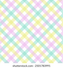 Patrón inconsútil colorido del gingham. Patrón a cuadros pastel de la repetición de la tela escocesa del tartán. Fondo de pantalla geométrico del fondo del Vector