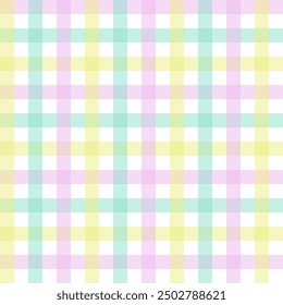 Colorful gingham seamless pattern.Pastel checkered tartan plaid repeat pattern.Geometric vector background wallpaper