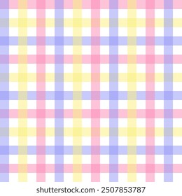 Patrón inconsútil colorido del gingham. Patrón a cuadros pastel de la repetición de la tela escocesa del tartán. Fondo de pantalla geométrico del fondo del Vector