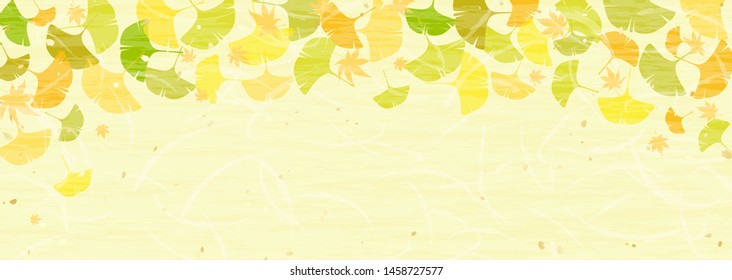 Colorful ginkgo leaves Japanese paper style background