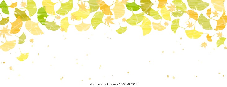 Colorful ginkgo leaves Japanese paper style background