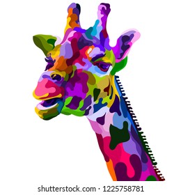 Colorful Giraffe Head Isolated On White Stock Vector (Royalty Free ...